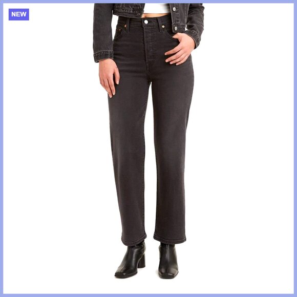 Ribcage Straight Ankle Jeans High Rise Button Fly